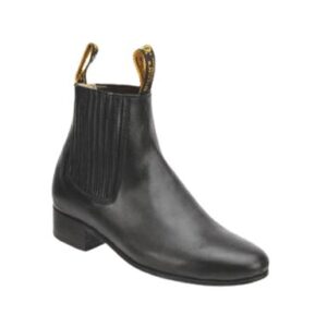 Botin Charro Flor Entera Negra